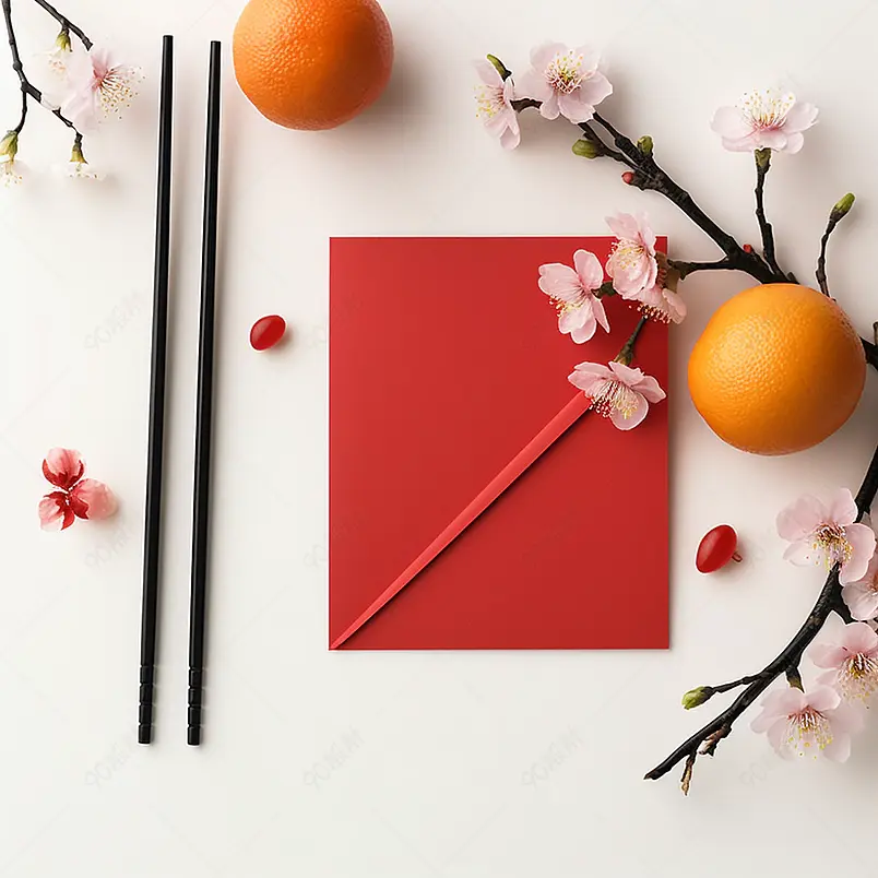 筷子和桃花橙子
