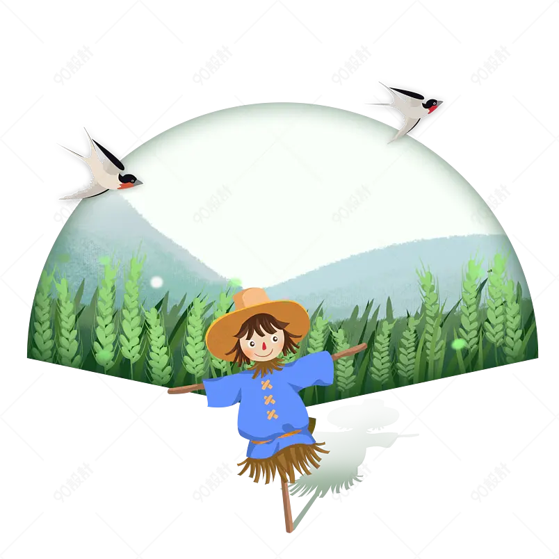 中国传统小满节气小麦麦穗海报装饰元素