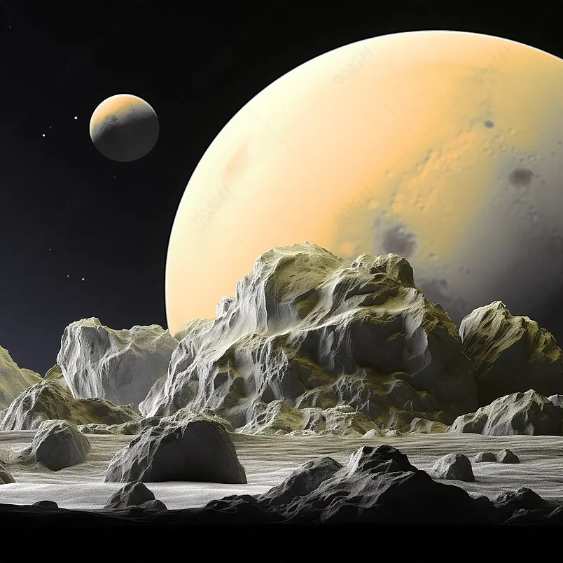 来自岩石卫星的系外行星，合成图像