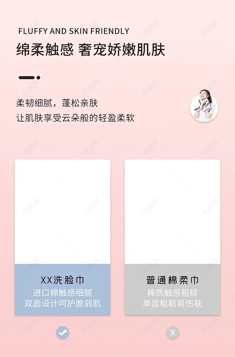 美妆个护洗脸巾对比详情页VS对照营销图