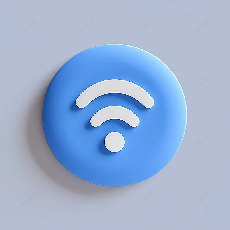 三维wifi信号图标。互联网拘束。带有裁剪路径的路由器信号。三维渲染插图