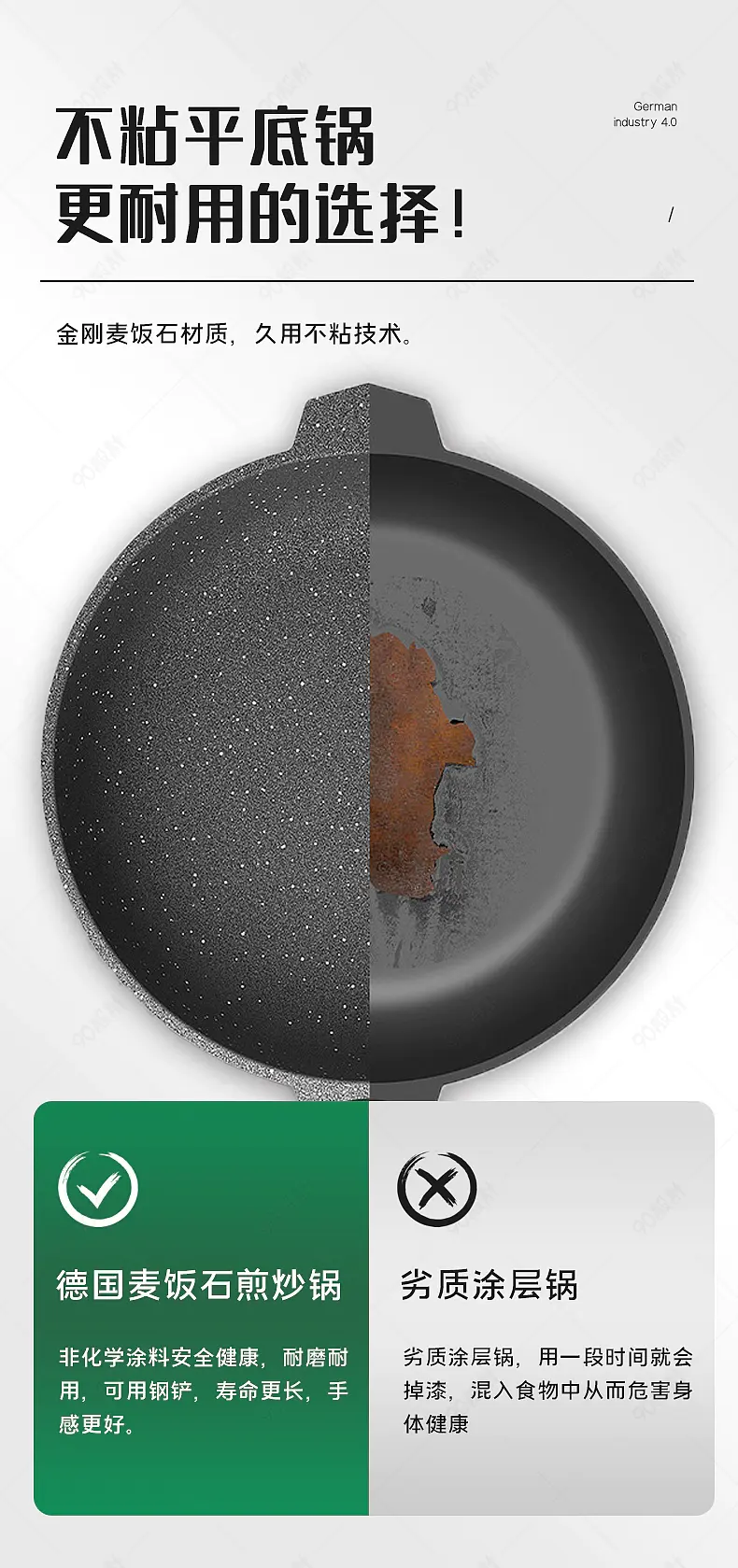 天猫京东厨房平底锅产品关联销售产品对比VS高档详情页