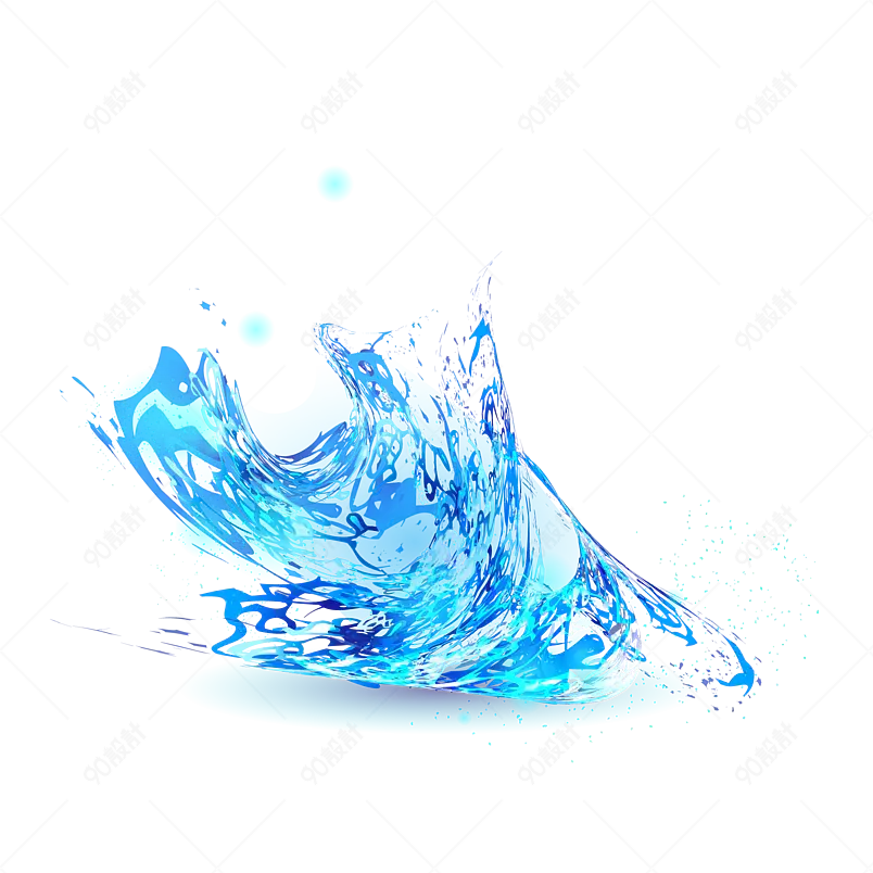 蓝色晶莹透明海浪浪花水花矢量素材