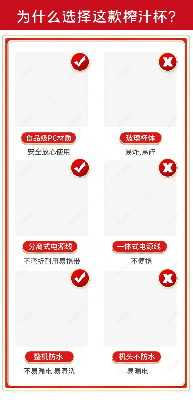 红色简约大气榨汁杯PK详情页描述信息