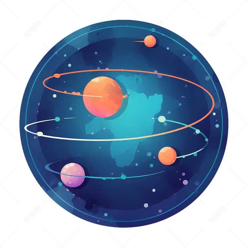 蓝色星球宇宙星空地球宇宙行星科技元素科学能源环保插画手绘