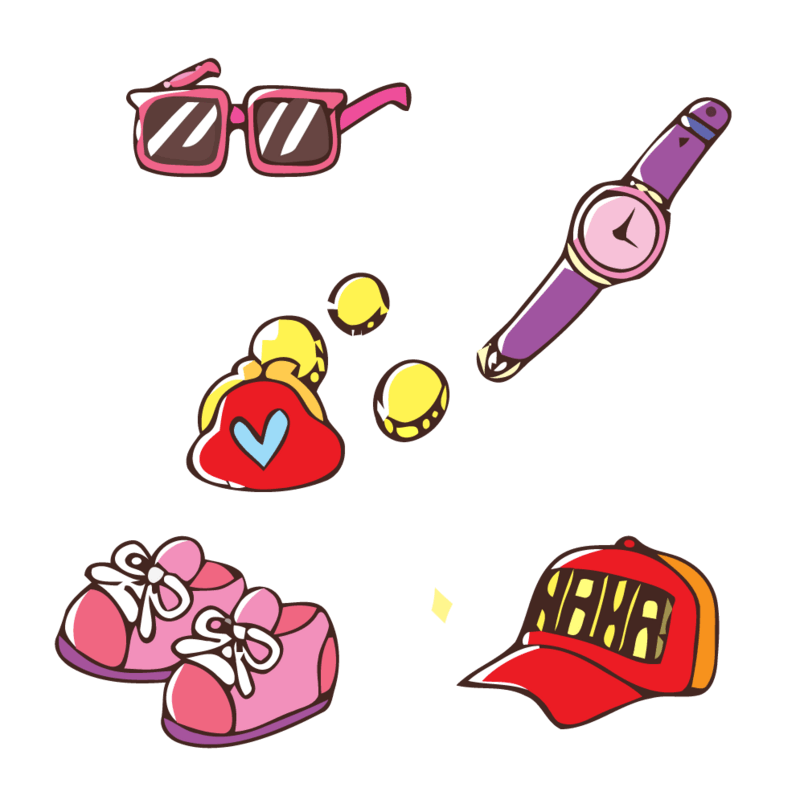 卡通旅游必备品穿戴