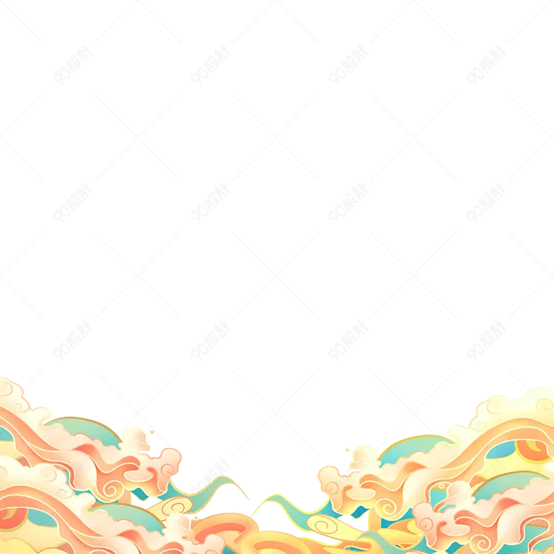 国潮装饰云朵云雾祥云边框渐变元素 