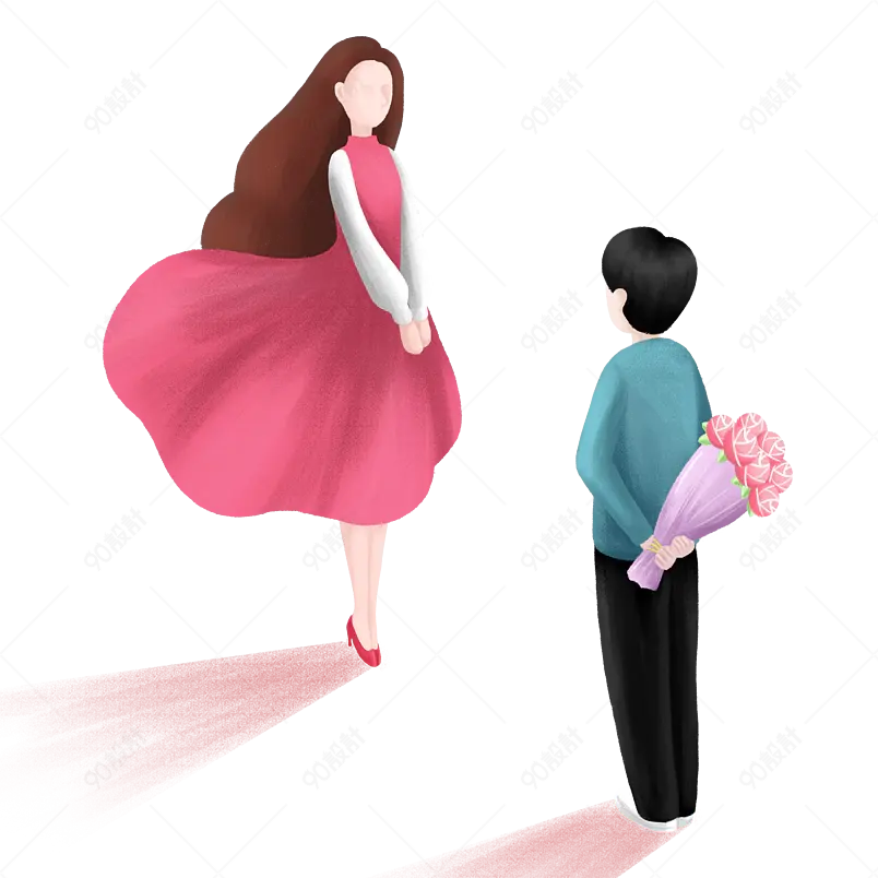 520告白日手绘插画情侣人物  