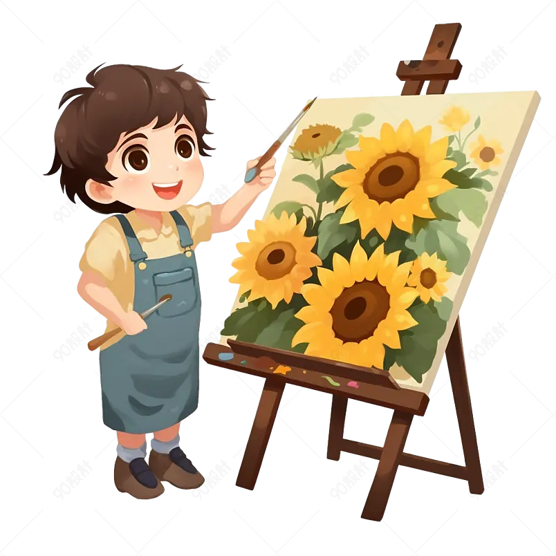 手绘卡通人物美术绘画元素原创插画海报