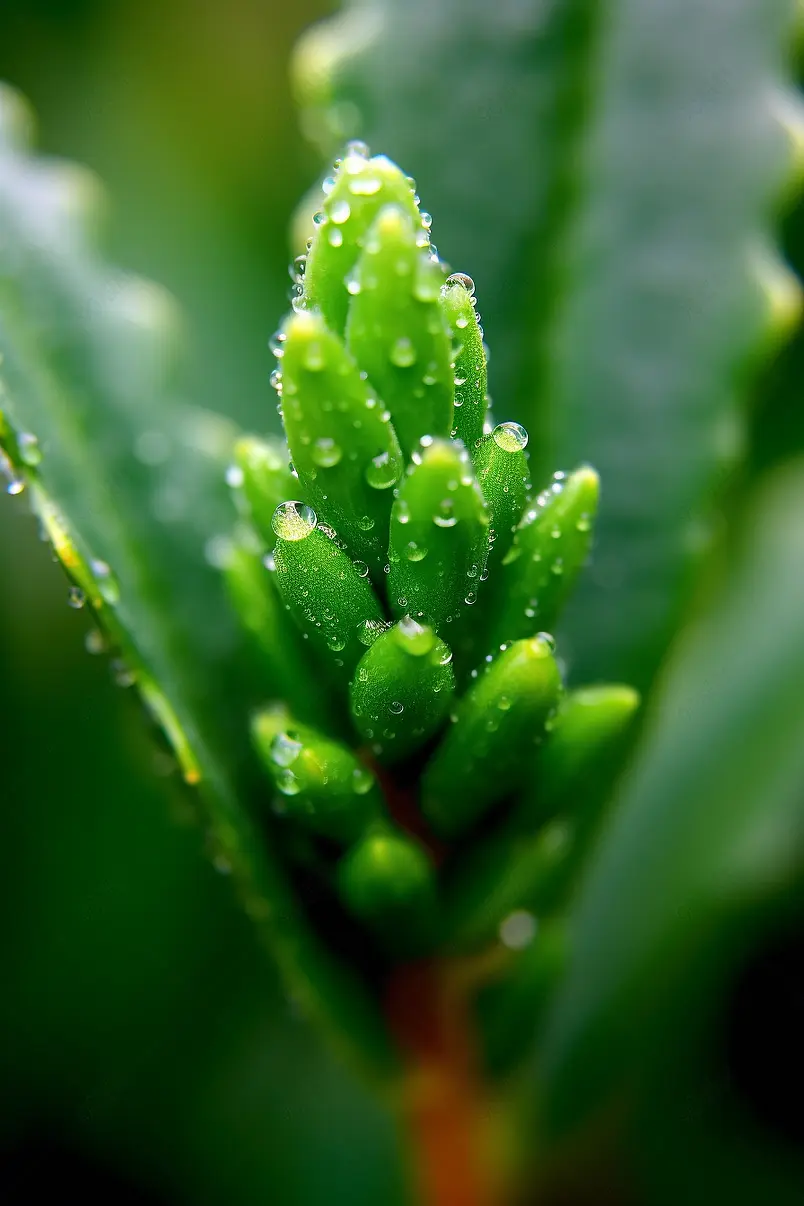 绿芽上的水珠