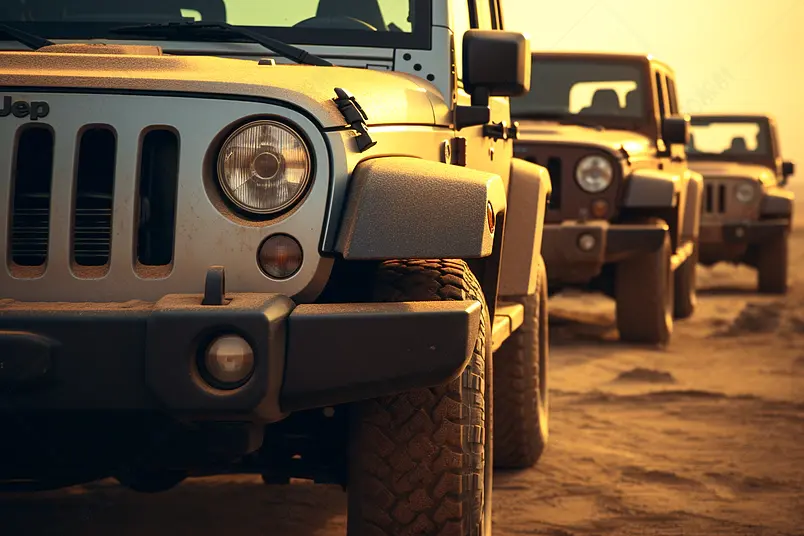吉普车车灯特写拍摄图