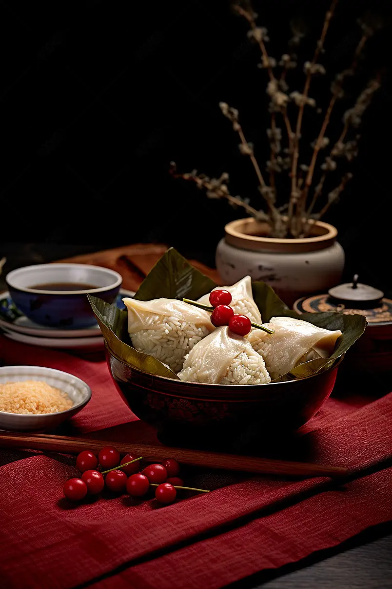 清晰的摄影图高清的图片电商产品拍摄美食美味食物桌上的白色粽子