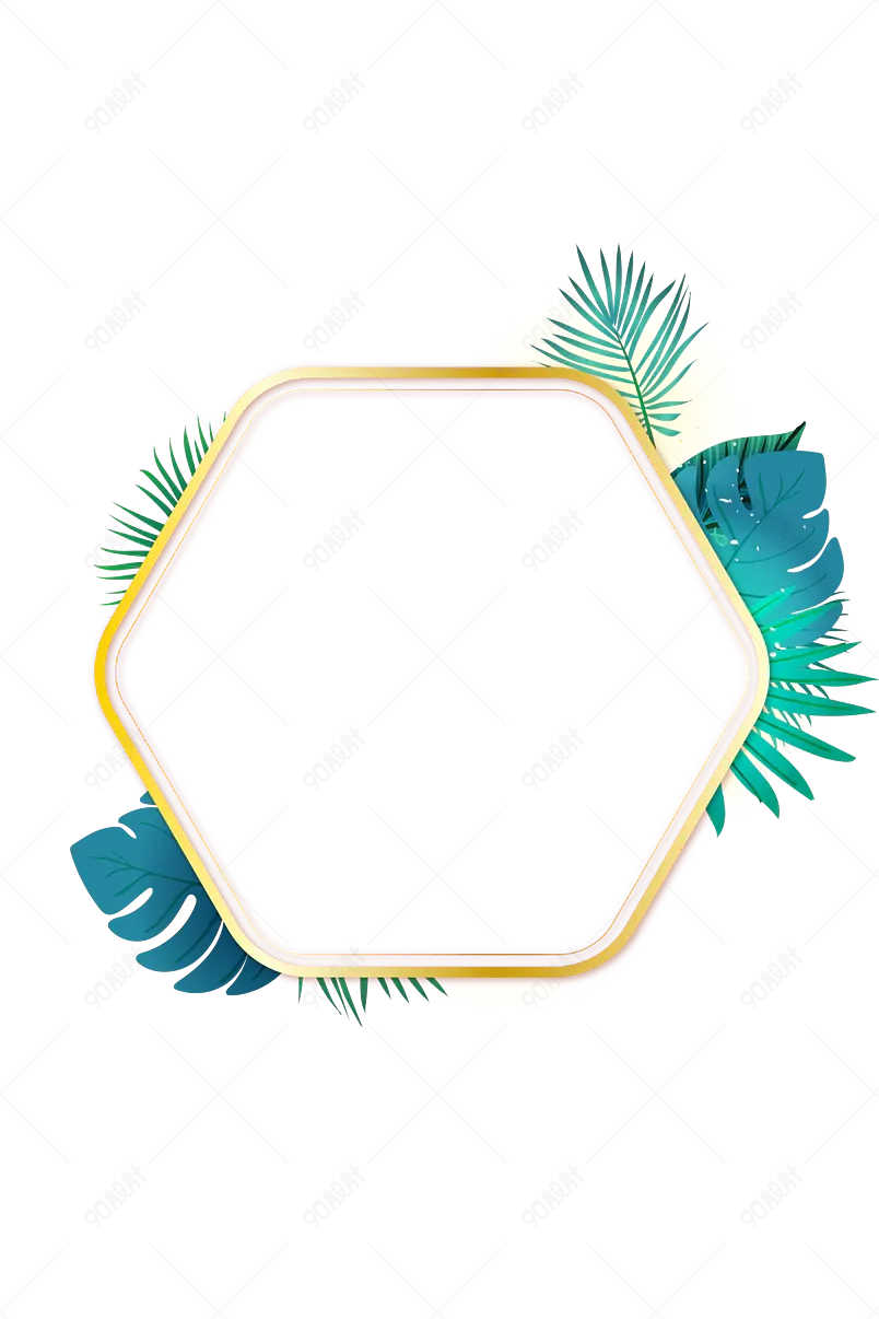 金线电商树叶精致透明边框矢量素材