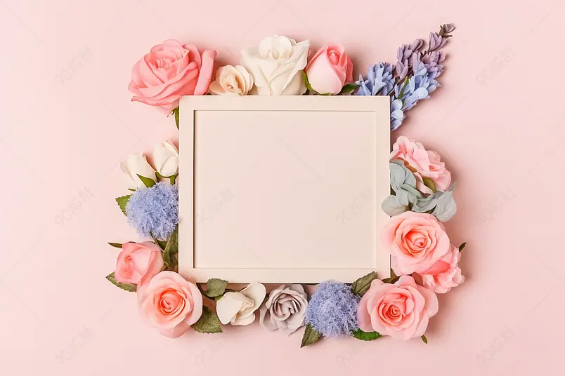 3.8妇女节主题粉色玫瑰花静物