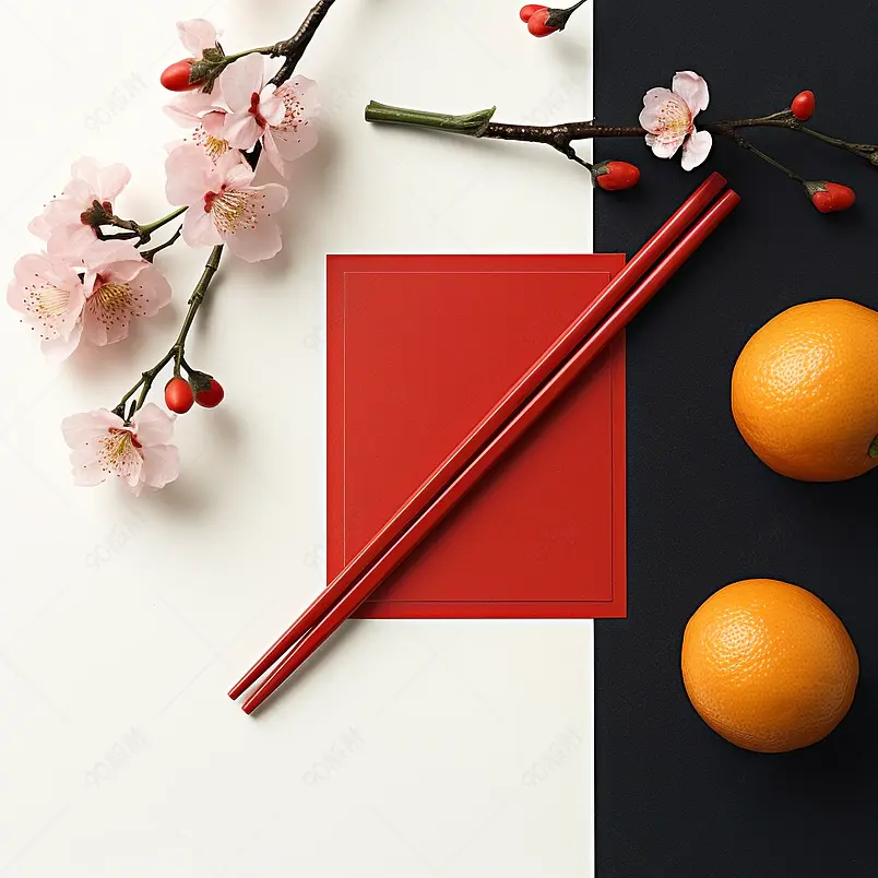 筷子和桃花橙子