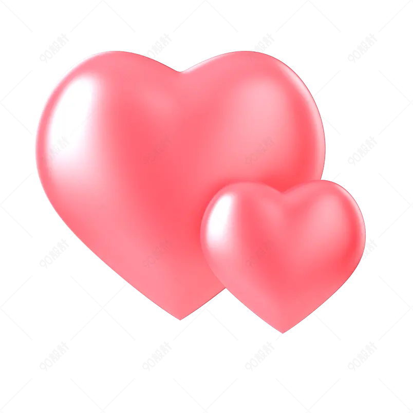 粉色可爱情人节元素爱心免抠立体元素