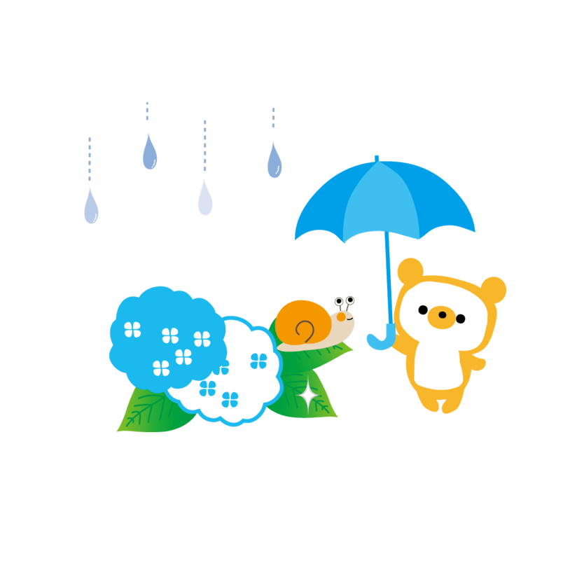 卡通下雨天的可爱小熊