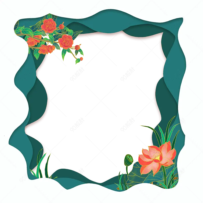 剪纸渐变鎏金国潮金边边框免抠元素