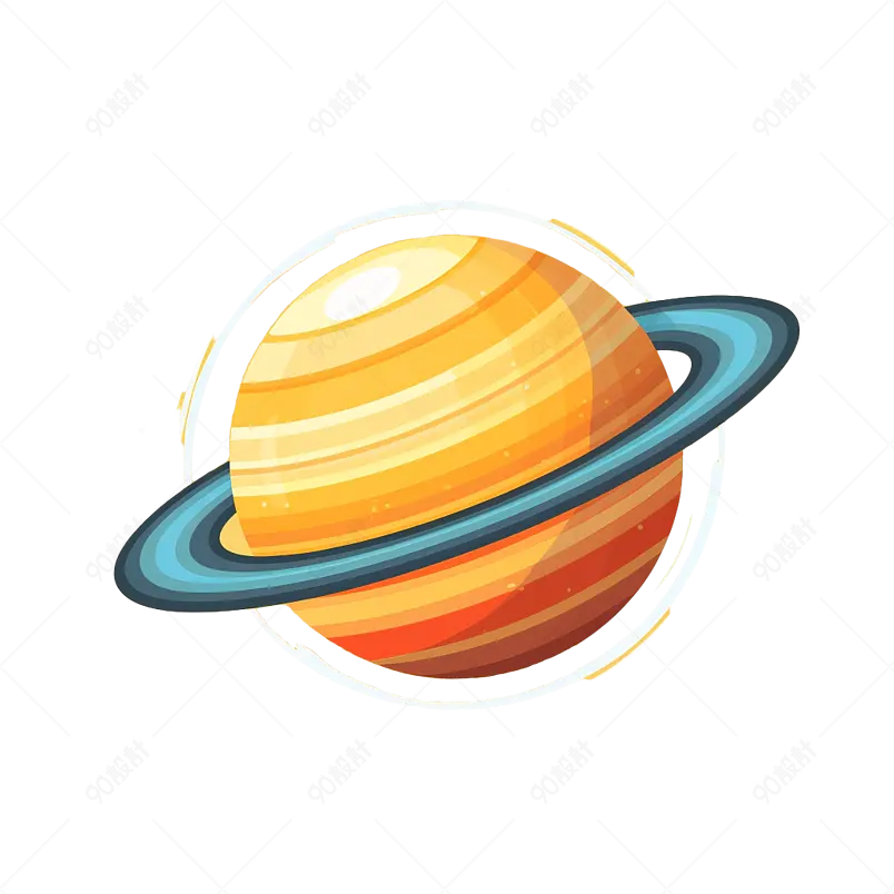卡通彩色星球星空地球宇宙行星科技元素科学能源环保插画手绘