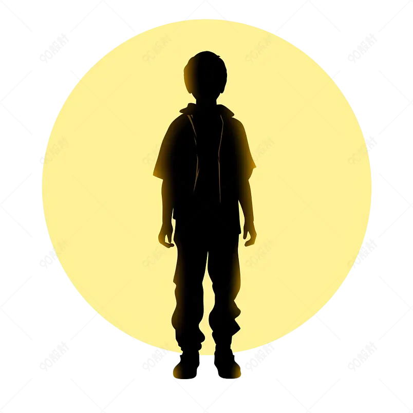 中秋节小孩子剪影思念背影