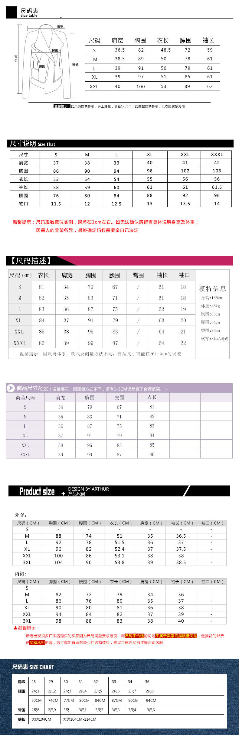 服装类通用女装男装尺码表尺寸表PSD模板