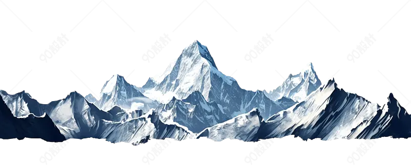 远处的雪山自然寒冷冬天的山脉图像插画白色巍峨的雪山装饰