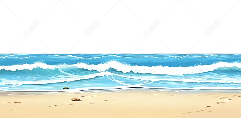 手绘海边沙滩元素设计
