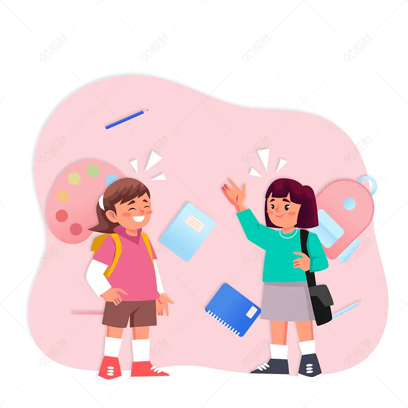 开学季孩子返校相遇打招呼开学上学