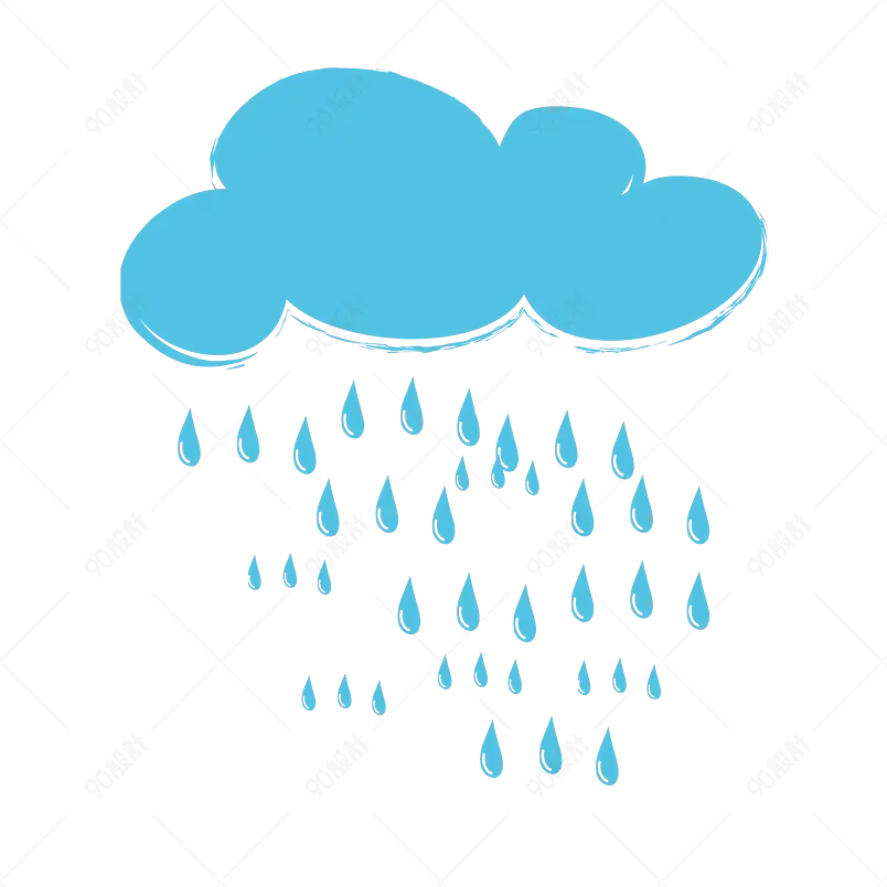 蓝色卡通装饰下雨雨季白云云朵插画元素