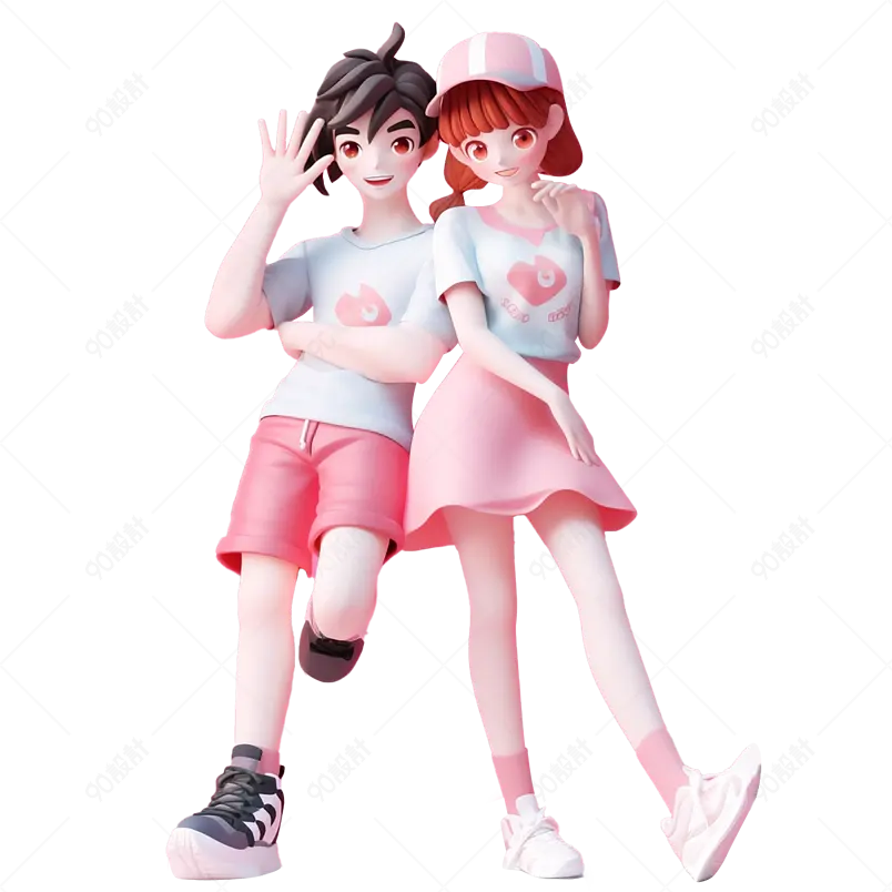 3D可爱卡通情侣情人节约会情侣情侣装