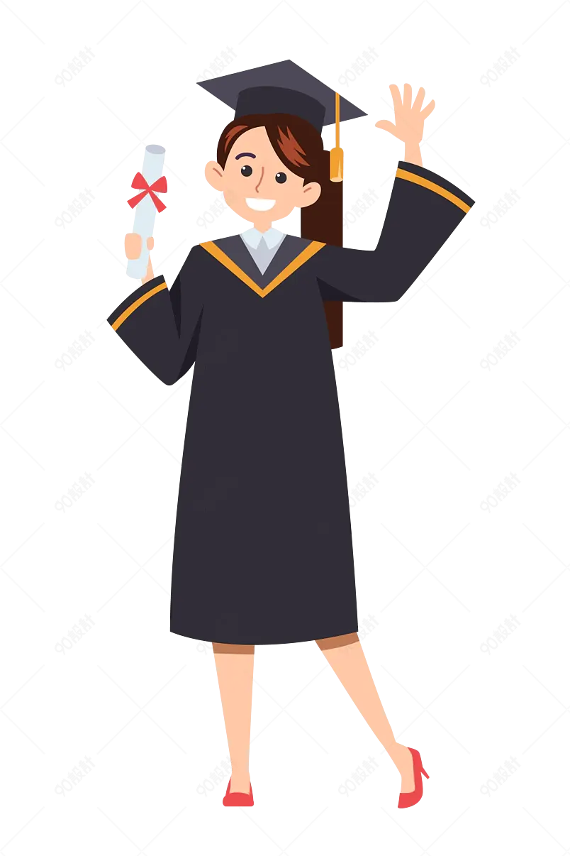 女孩子快乐骄傲毕业证书打招呼学士服学士帽校园