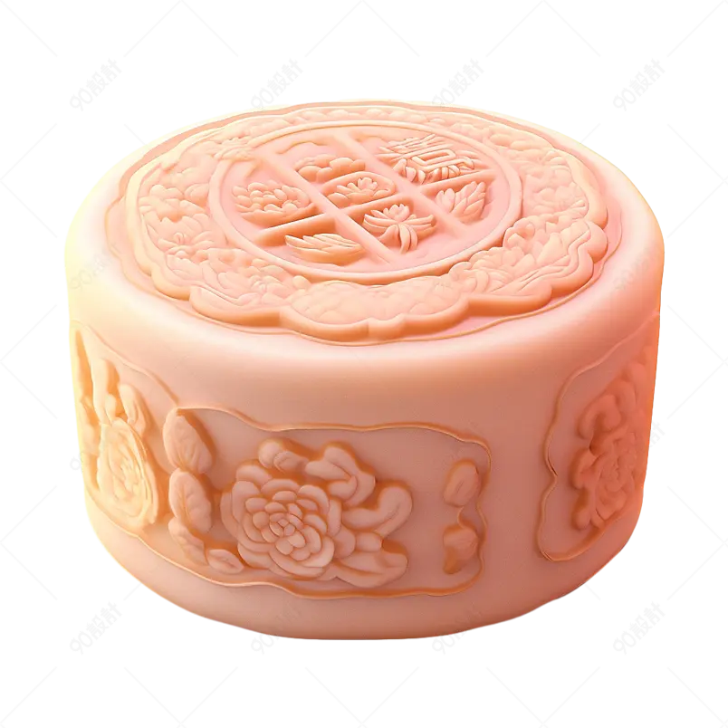 3D中秋节月饼粉色饼皮夹心月饼点心