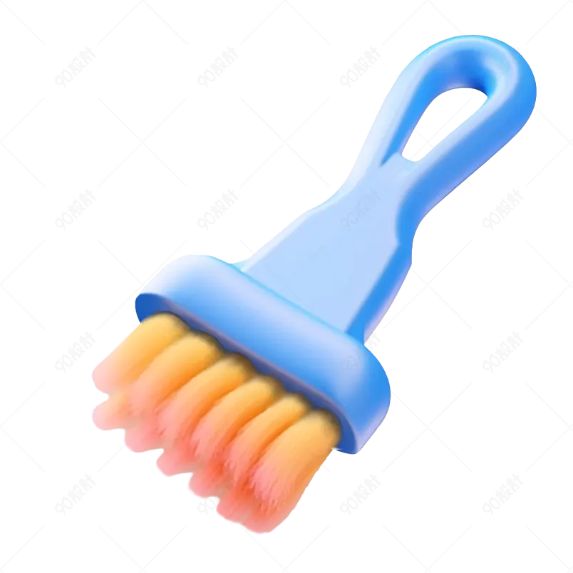 三维立体蓝色小刷子C4D清洁用品刷
