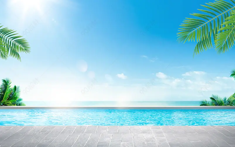 夏季清凉泳池晴天夏日清新背景素材
