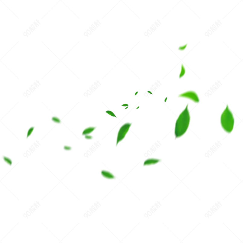 清新简约风格夏日漂浮装饰绿色叶子元素