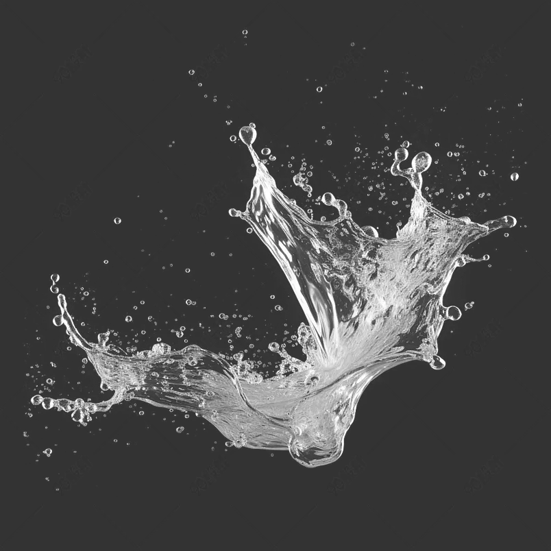 溅起的透明水花水元素水效果素材免抠图