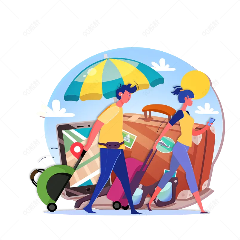 出游季旅游游玩青年出游度假行李太阳