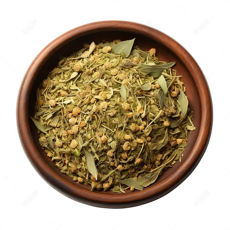 干燥的菩提树或青柠花，菩提树扁柏，放在木碗里