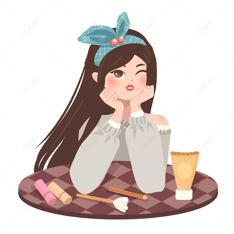 女生节女神节妇女节美妆化妆卡通手绘