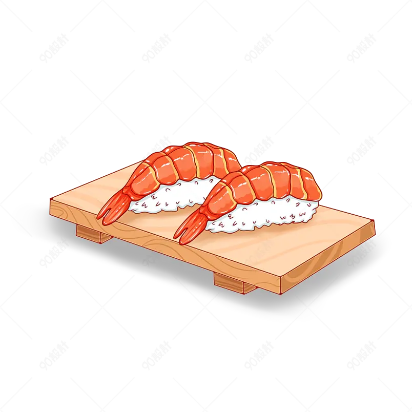 卡通日本寿司手绘插画海报元素、