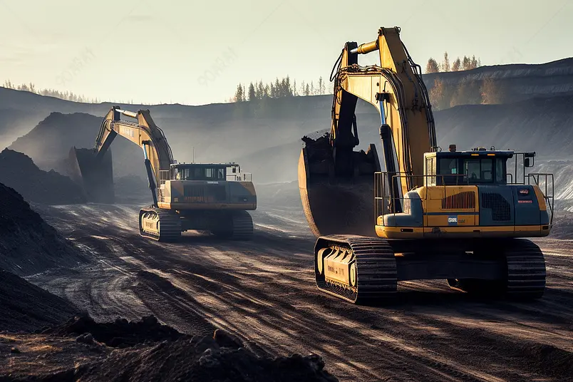 露天矿里的挖掘机