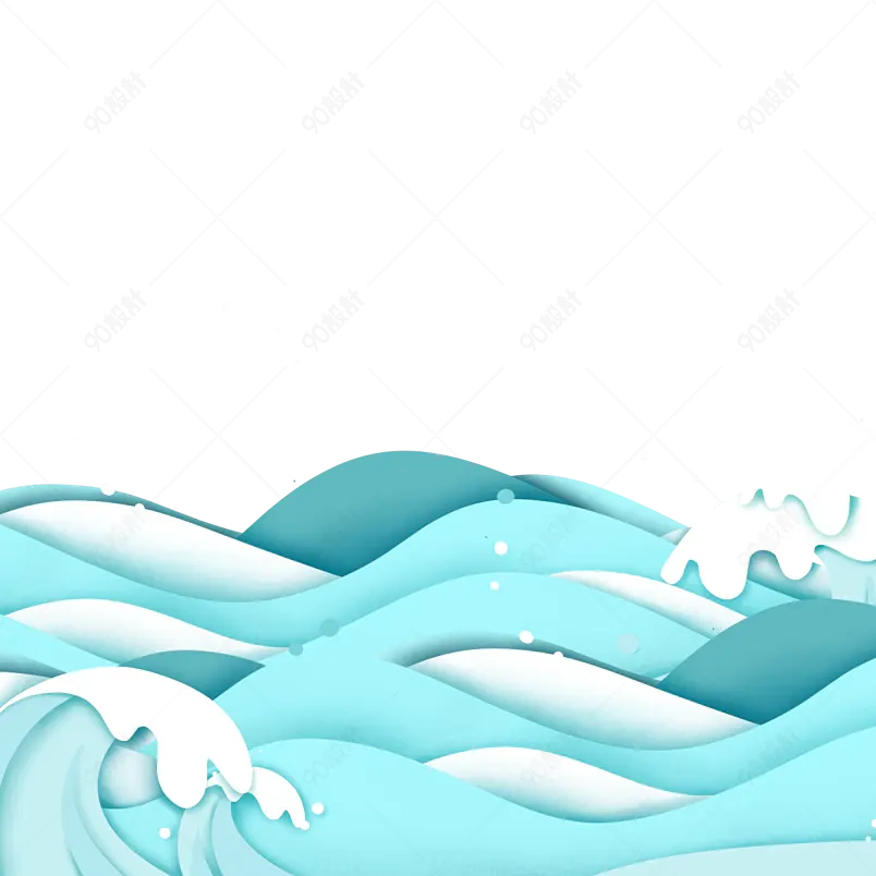 卡通剪纸装饰海水海浪插画浪花插画元素