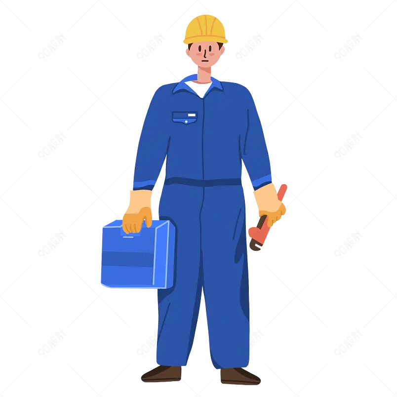 安全生产月建筑工人扳手工具箱手套人物