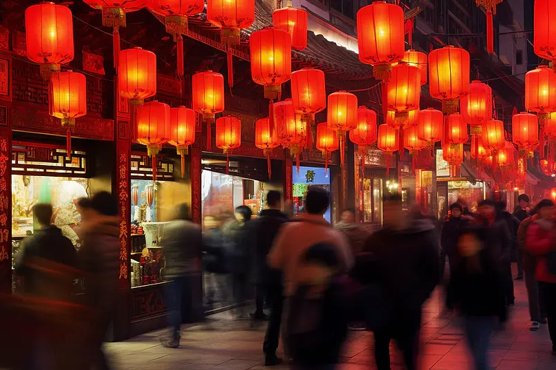 中国团圆年中国新年春节灯会夜景