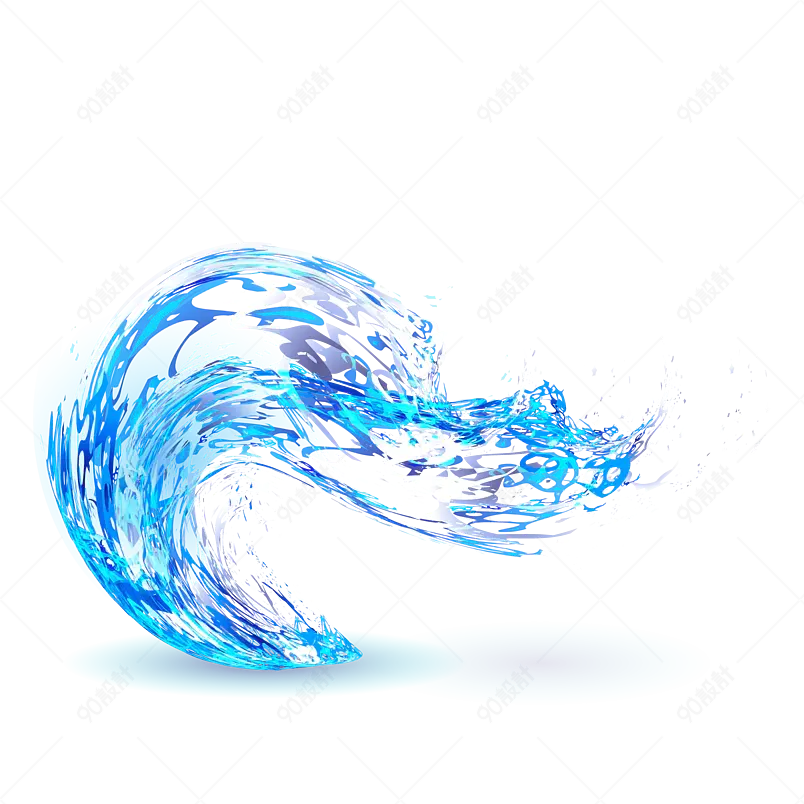 蓝色晶莹透明海浪浪花水花矢量素材