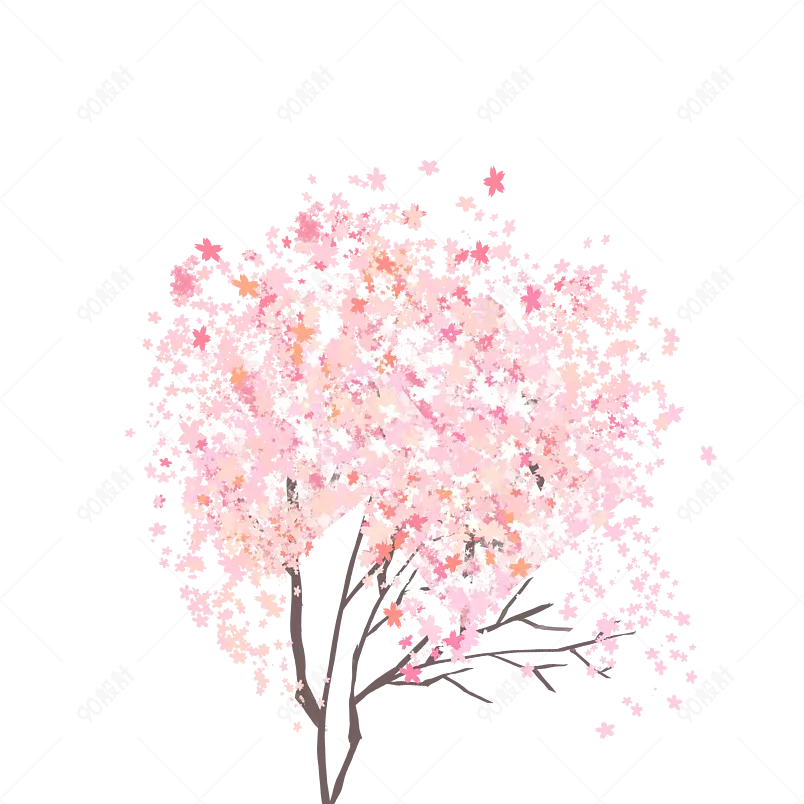 卡通春季插画装饰樱花桃花花朵植物元素