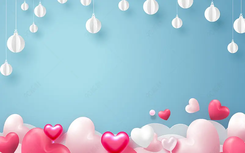 蓝色520表白日甜蜜告白气球爱心创意背景