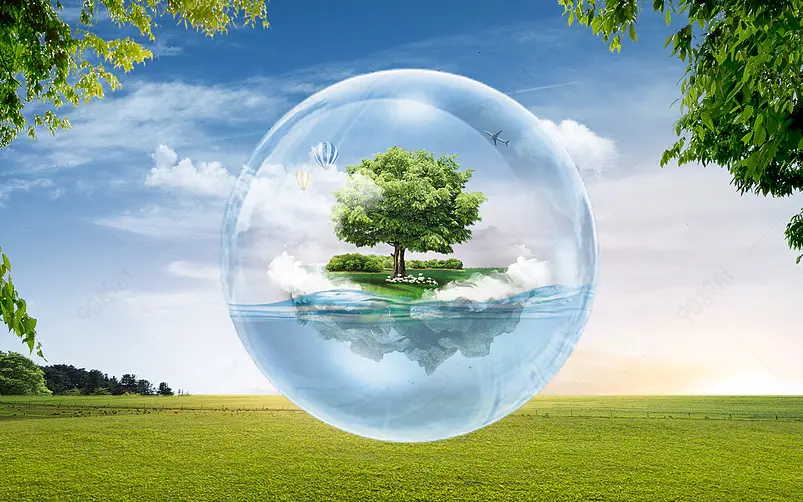 环保爱护自然生态环境创意合成背景图