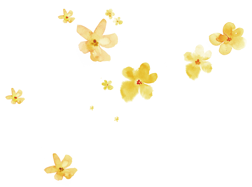 黄色手绘花朵漂浮素材
