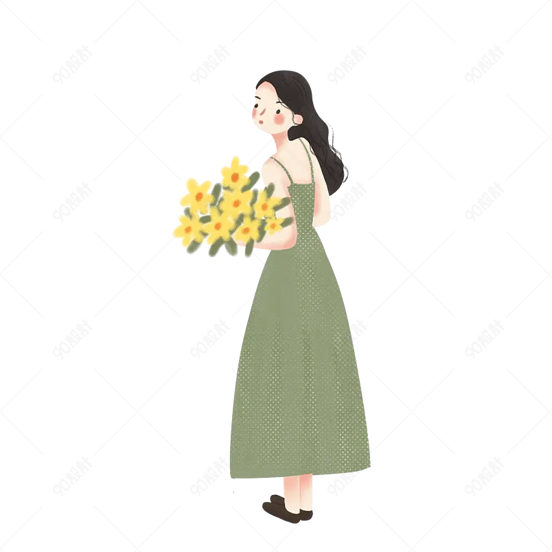 手绘卡通人物女生节女神节美女元素